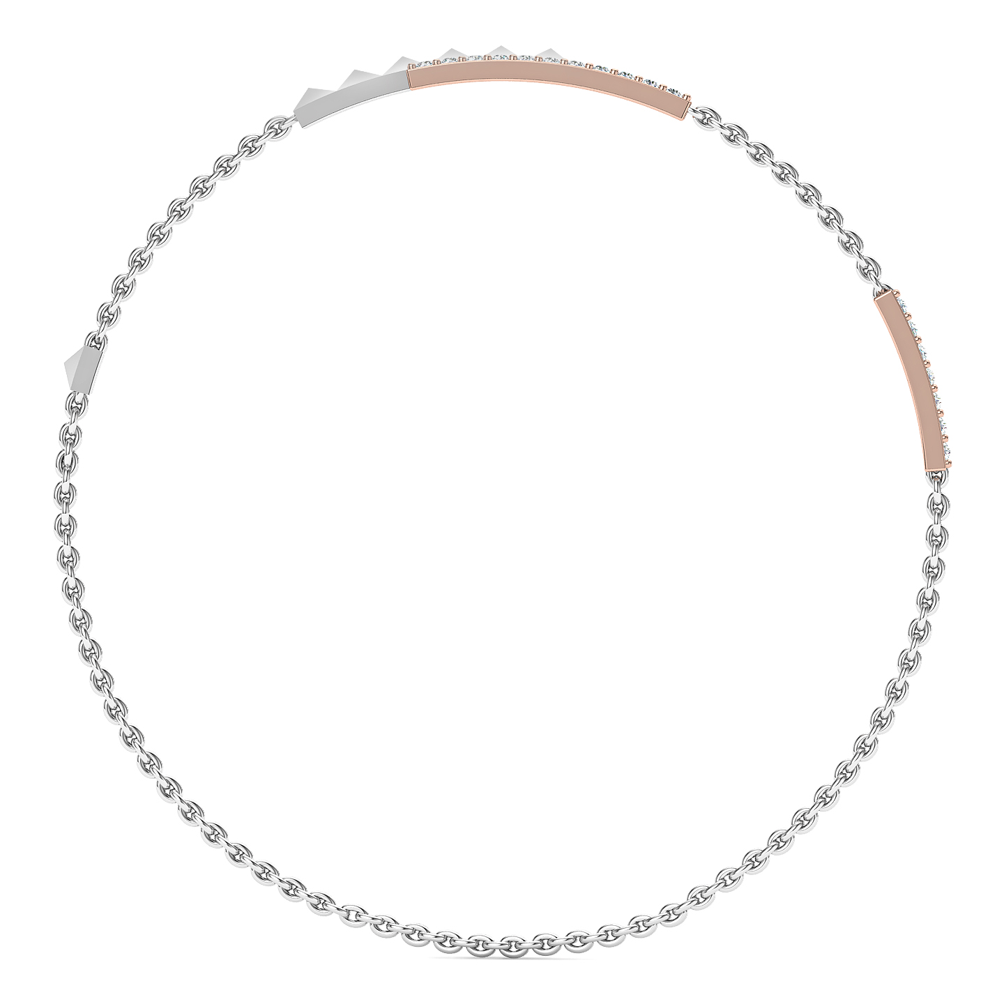 Dual-Tone Geometric Diamond Bar Bracelet