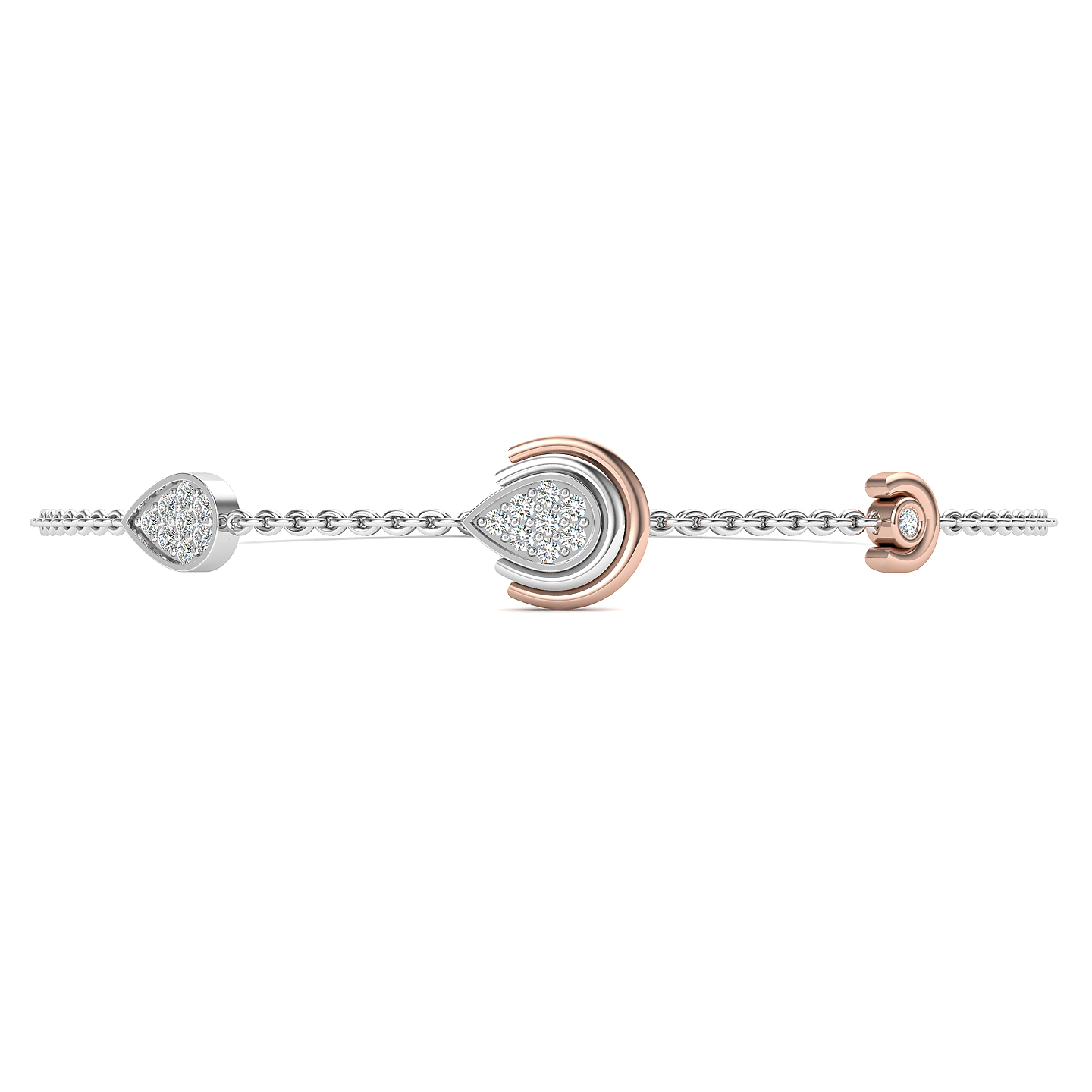 Dual-Tone Teardrop Diamond Bracelet