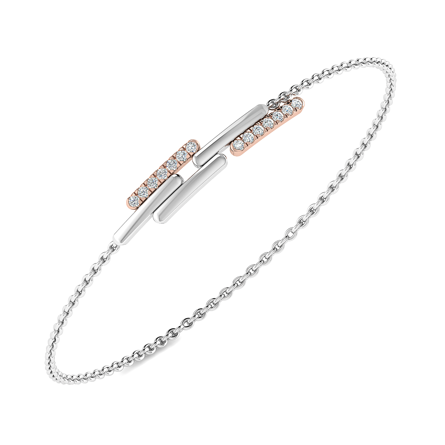 Dual-Tone Linear Diamond Bar Bracelet