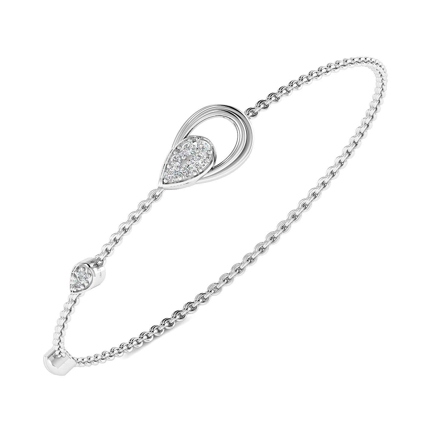 Teardrop Halo Diamond Bracelet in White Gold