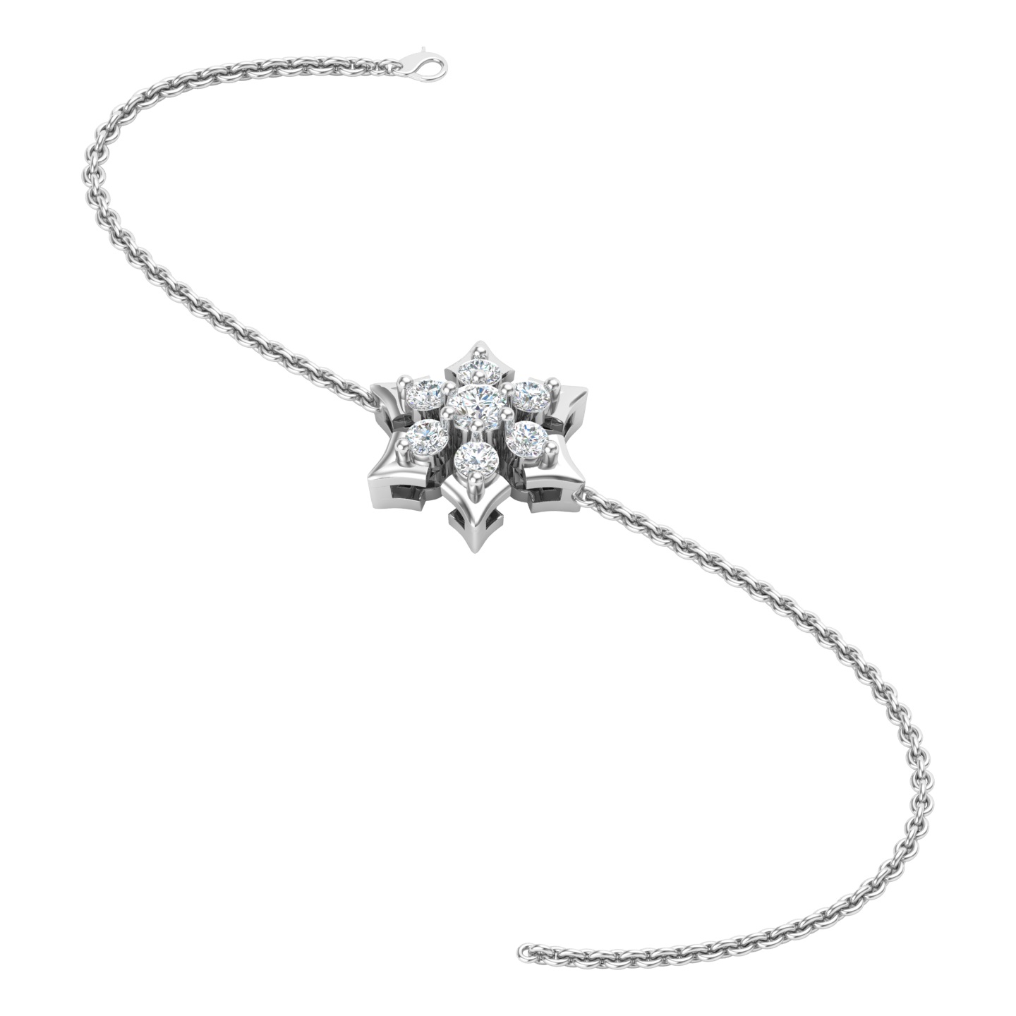Starburst Snowflake Diamond Bracelet in White Gold