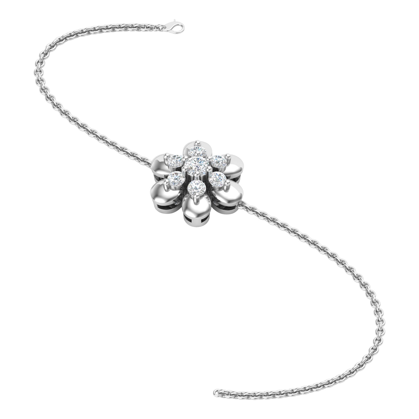Petal Bloom Diamond Bracelet in White Gold