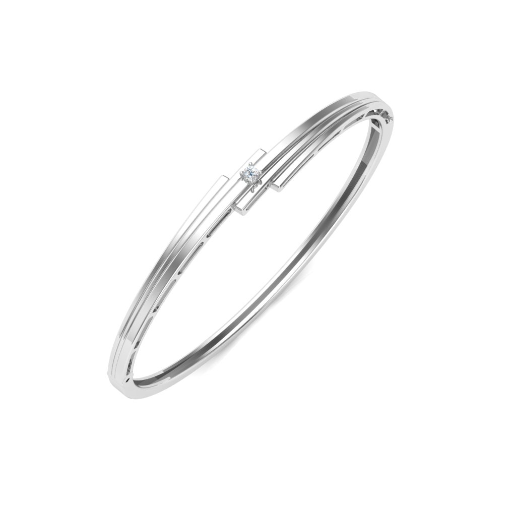 Minimalist Solitaire Linear Diamond Bangle
