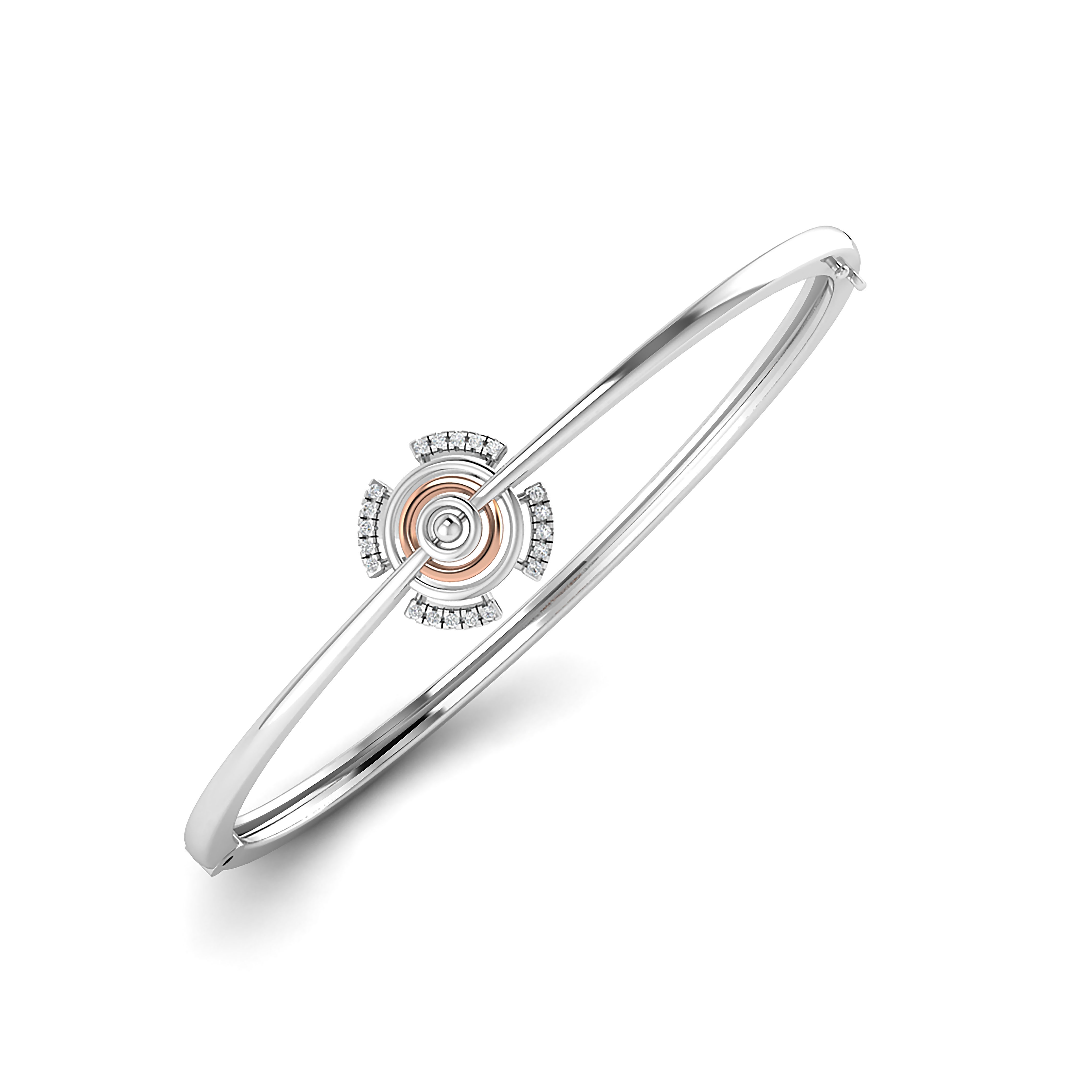 Elegant Dual-Tone Diamond Orbit Bangle in Sleek Modern Design