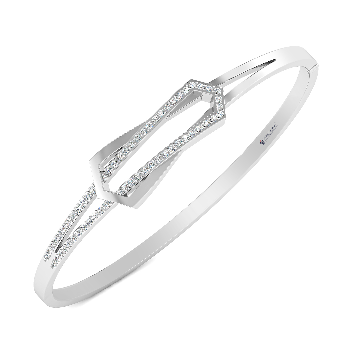 Geometric Diamond Dual-Band Bangle with Elongated Hexagon Motif