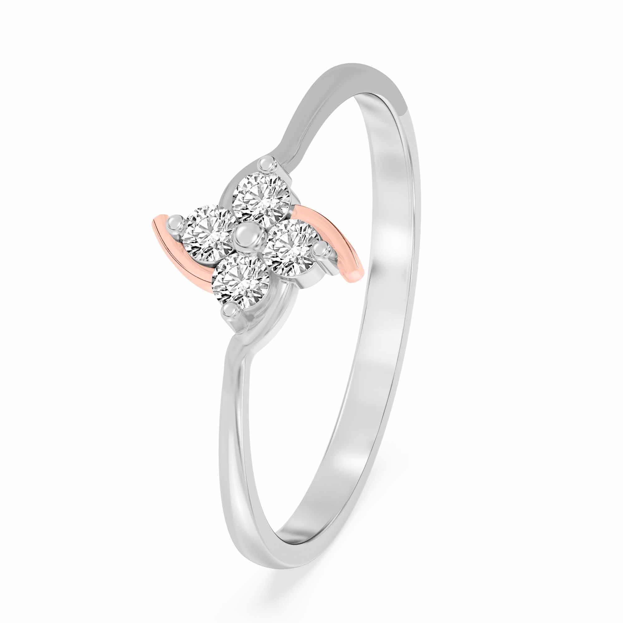 Dual-Tone Petal Cluster Diamond Ring