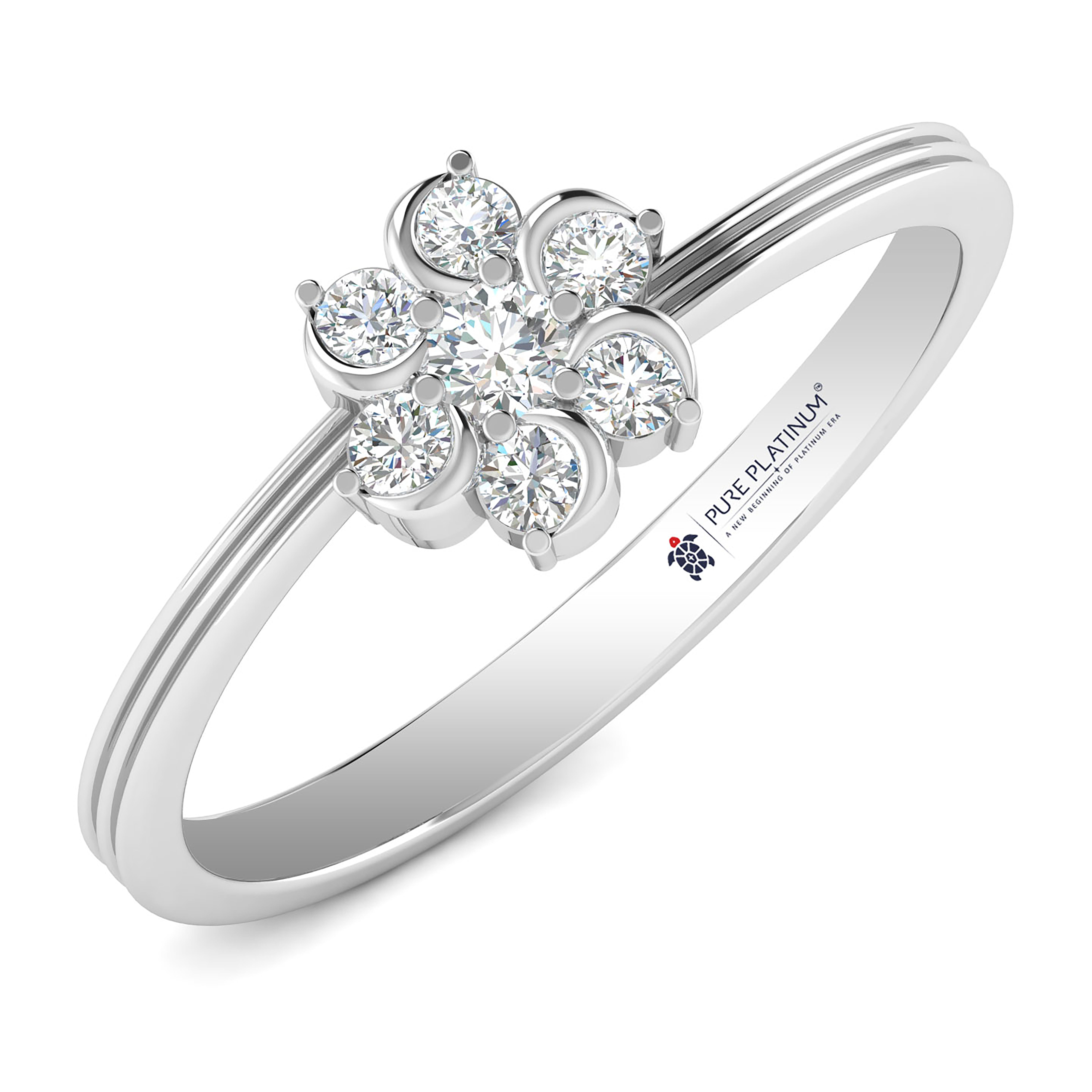 Floral Radiance Diamond Cluster Platinum Ring