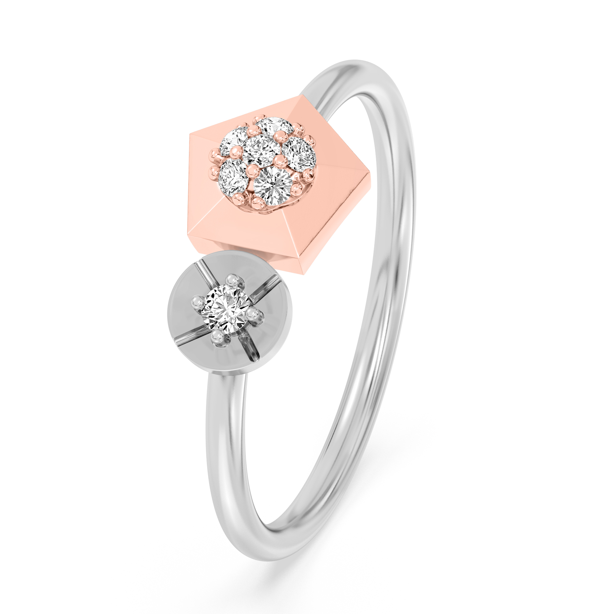 Dual Charm Geometric Diamond Platinum Ring