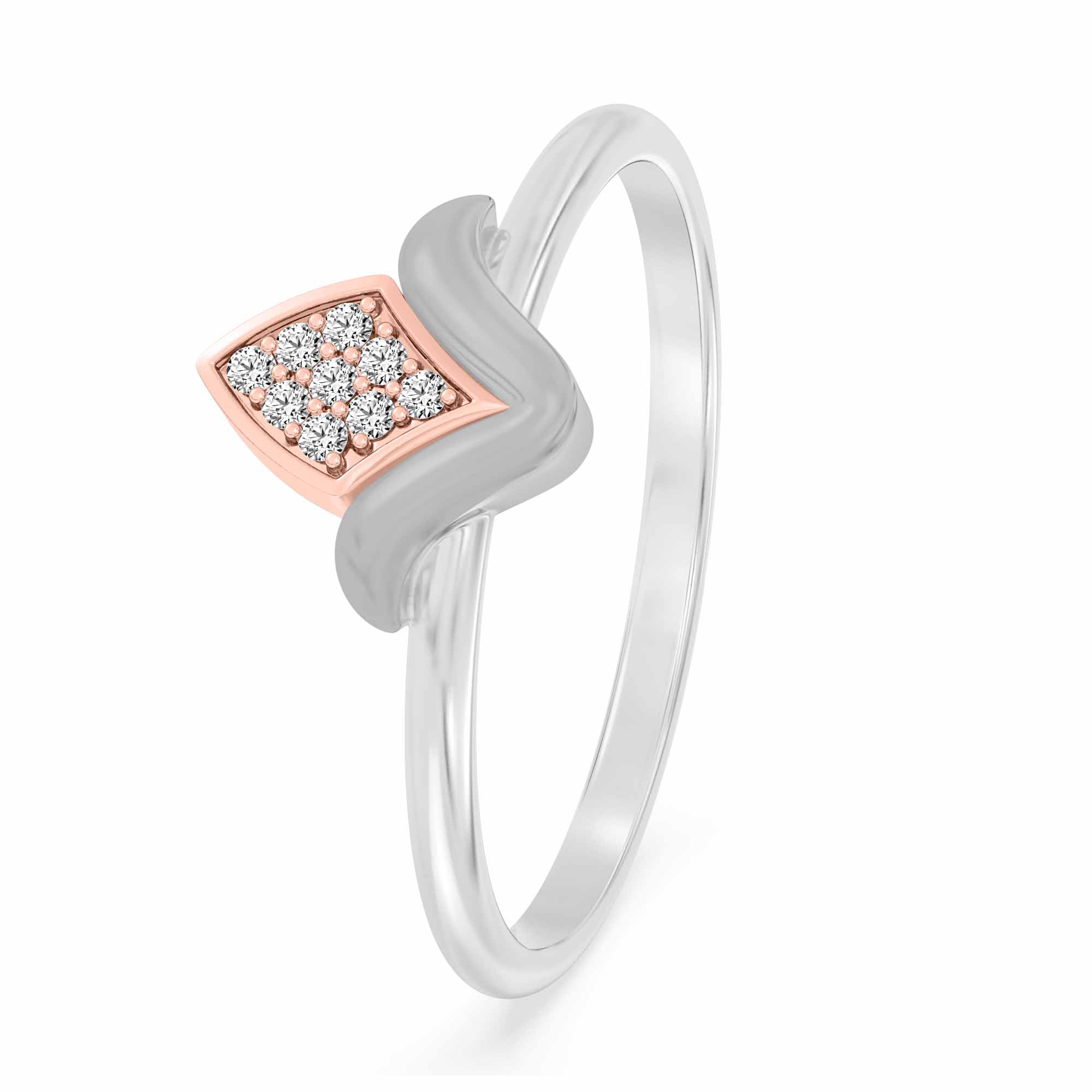 Rose-Gold Crown Diamond Accent Platinum Ring