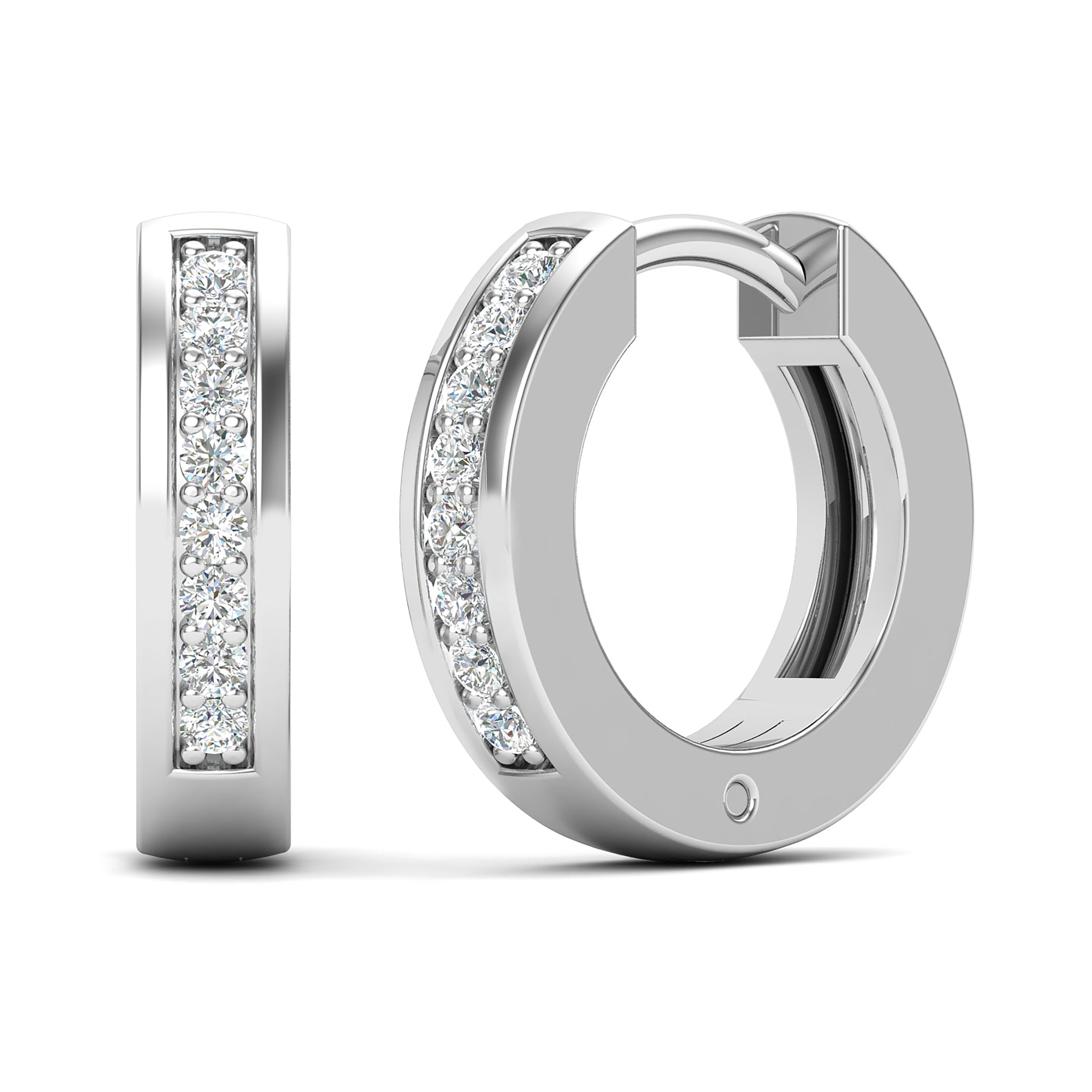 Radiant Channel-Set Diamond Huggie Hoop Earrings