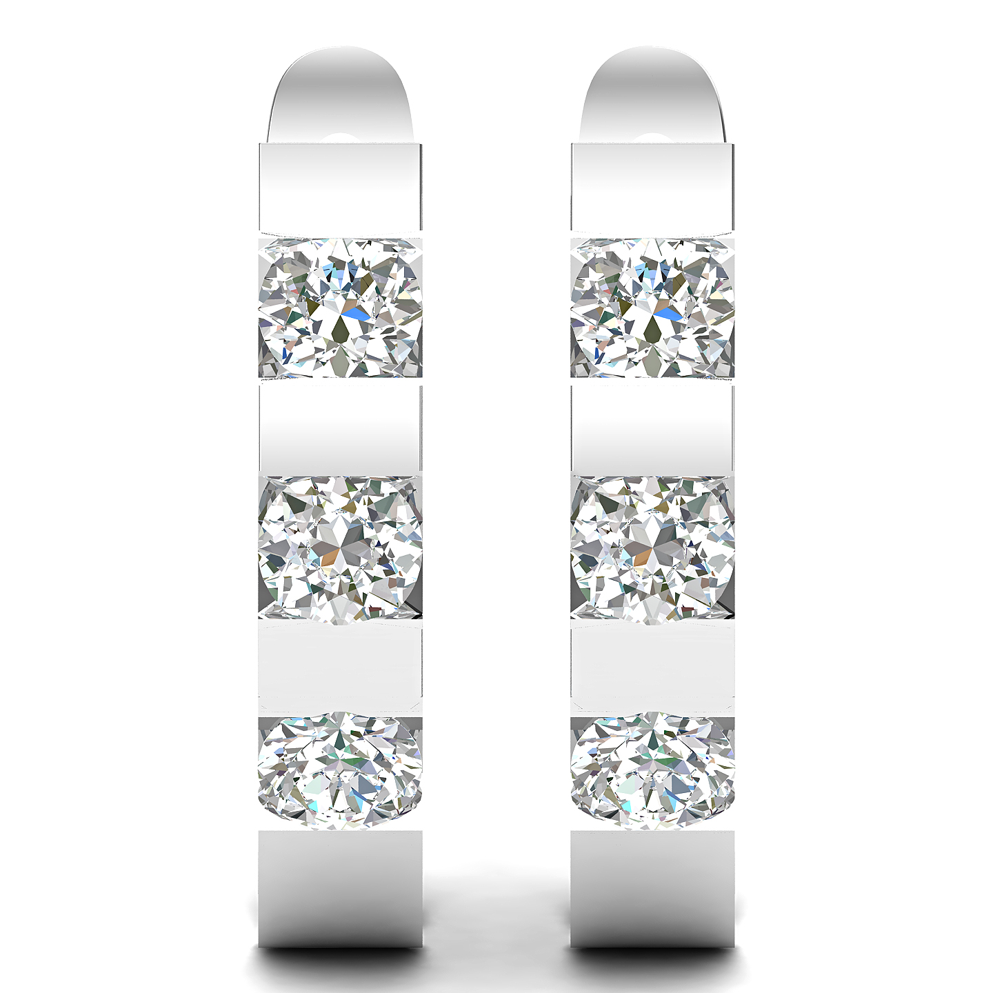 Contemporary Channel-Set Diamond Huggie Hoop Earrings in Sleek White Metal