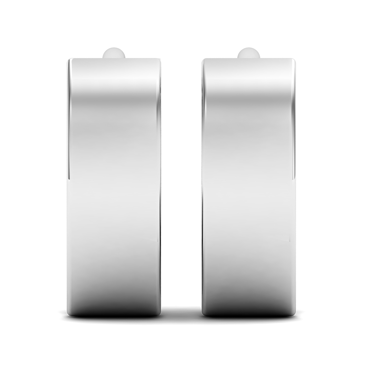 Minimalist High-Polish Classic Hoop Earrings in Sleek White Metal