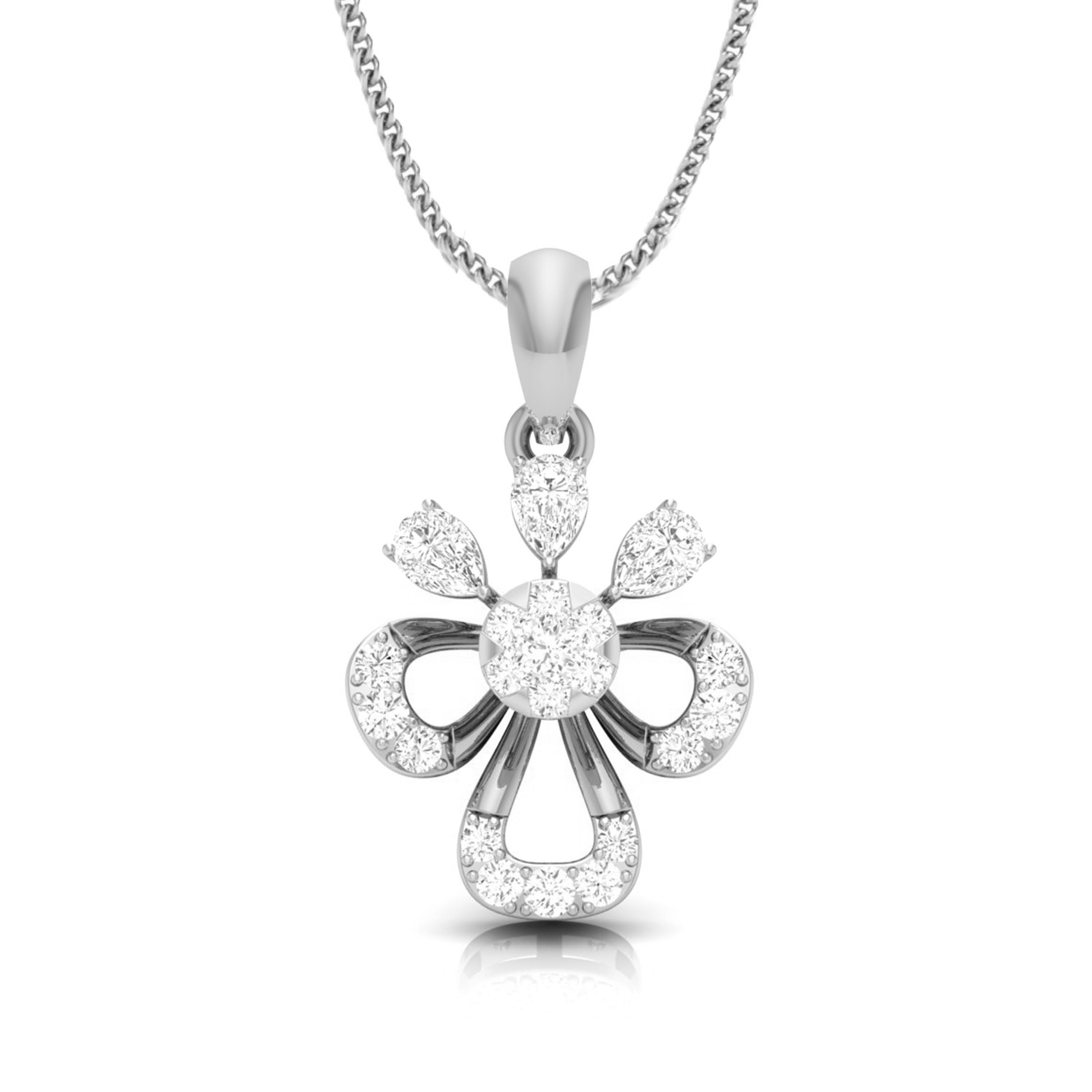 Blossom Radiance Diamond Pendant with Teardrop Accents
