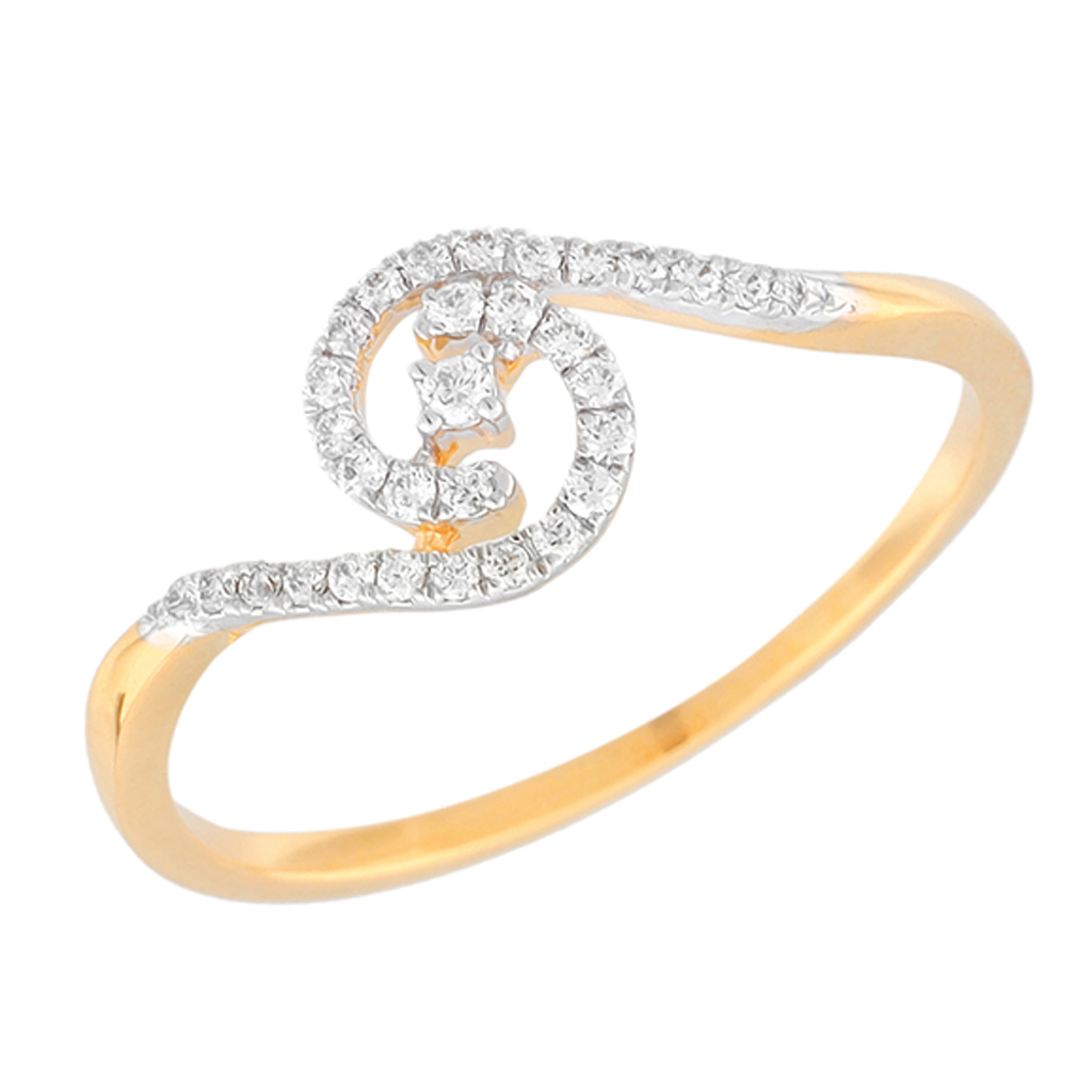 Curved Swirl Diamond Ring