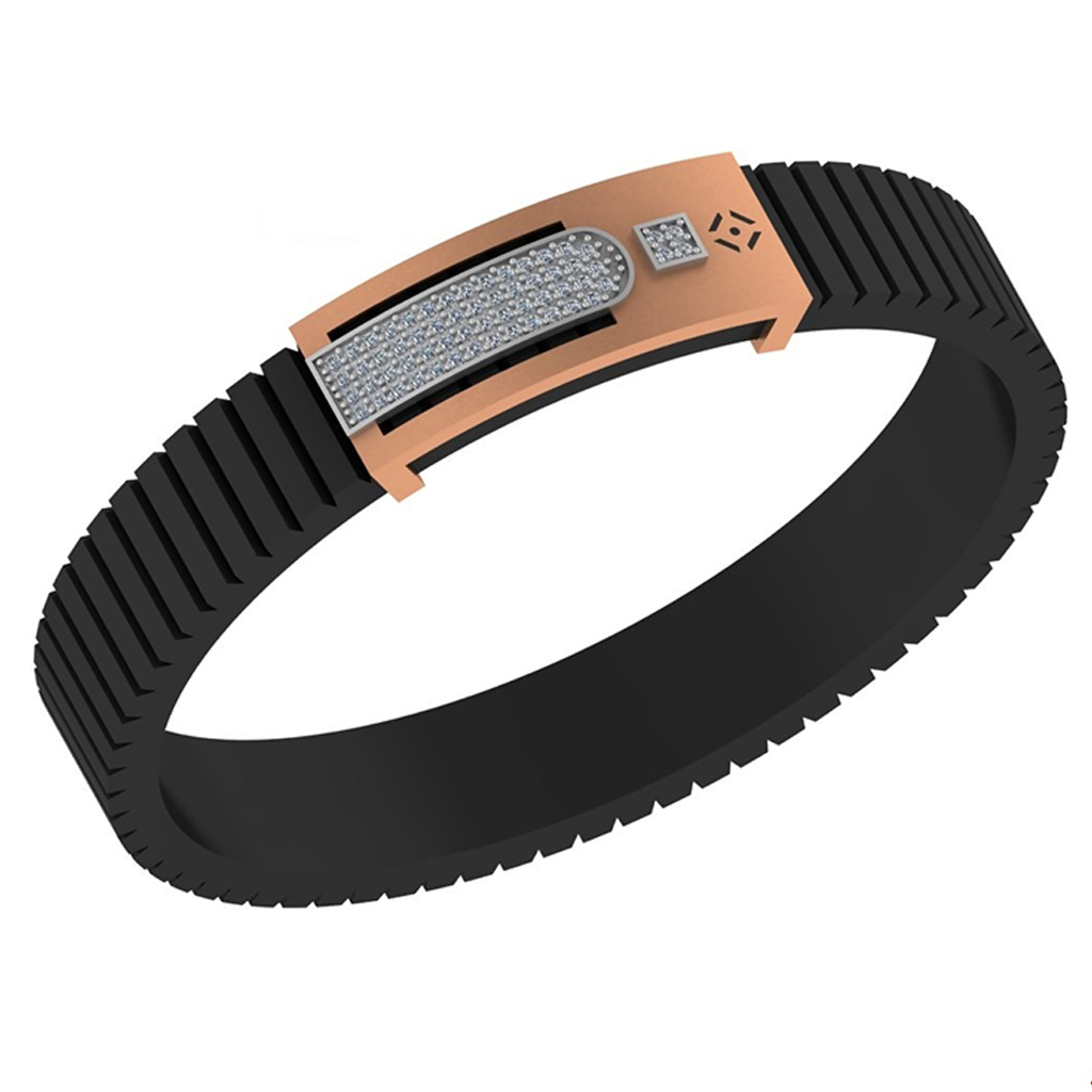 Dual-Diamond Motif Curved Bar Bracelet