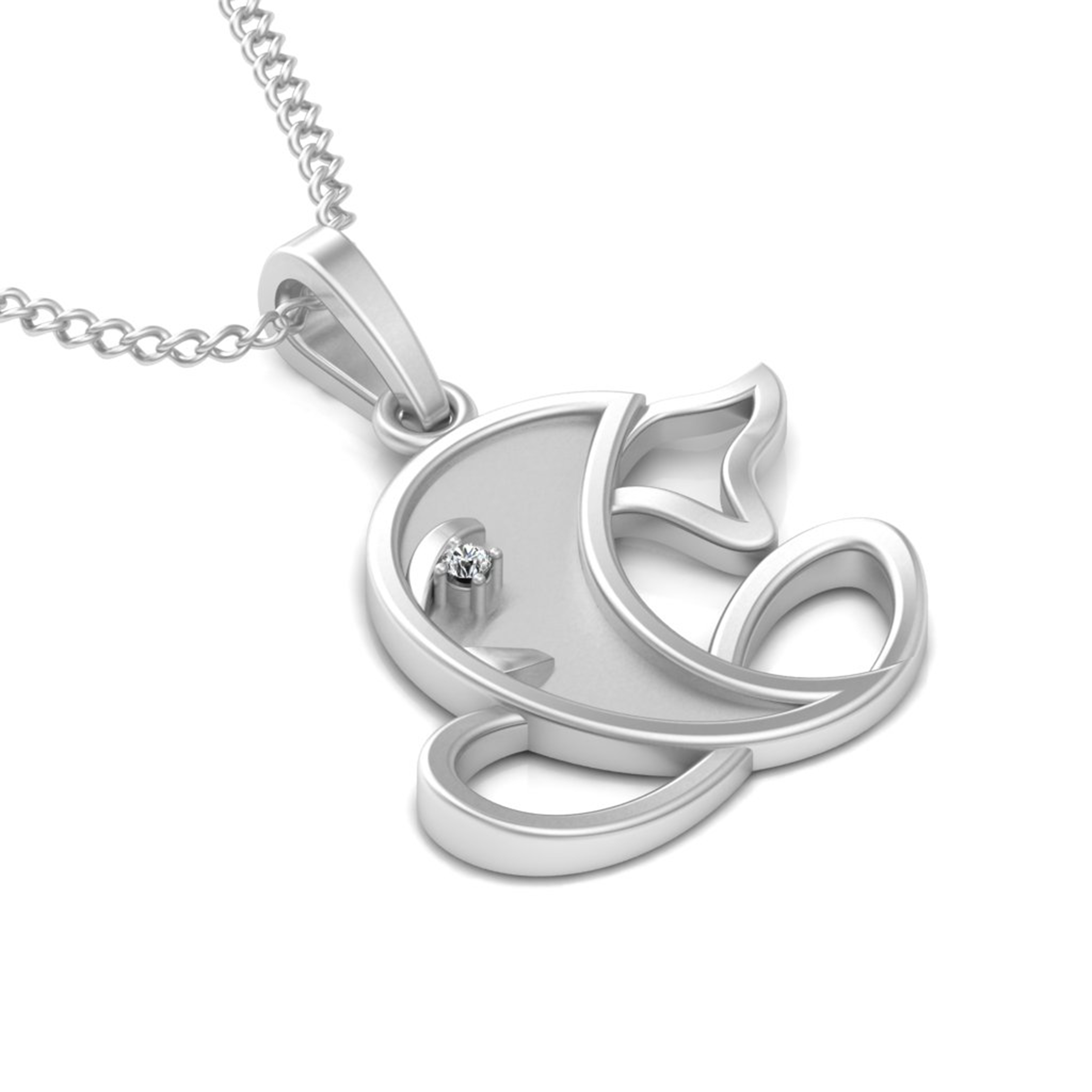 Graceful Ganesh Curve Diamond Pendant