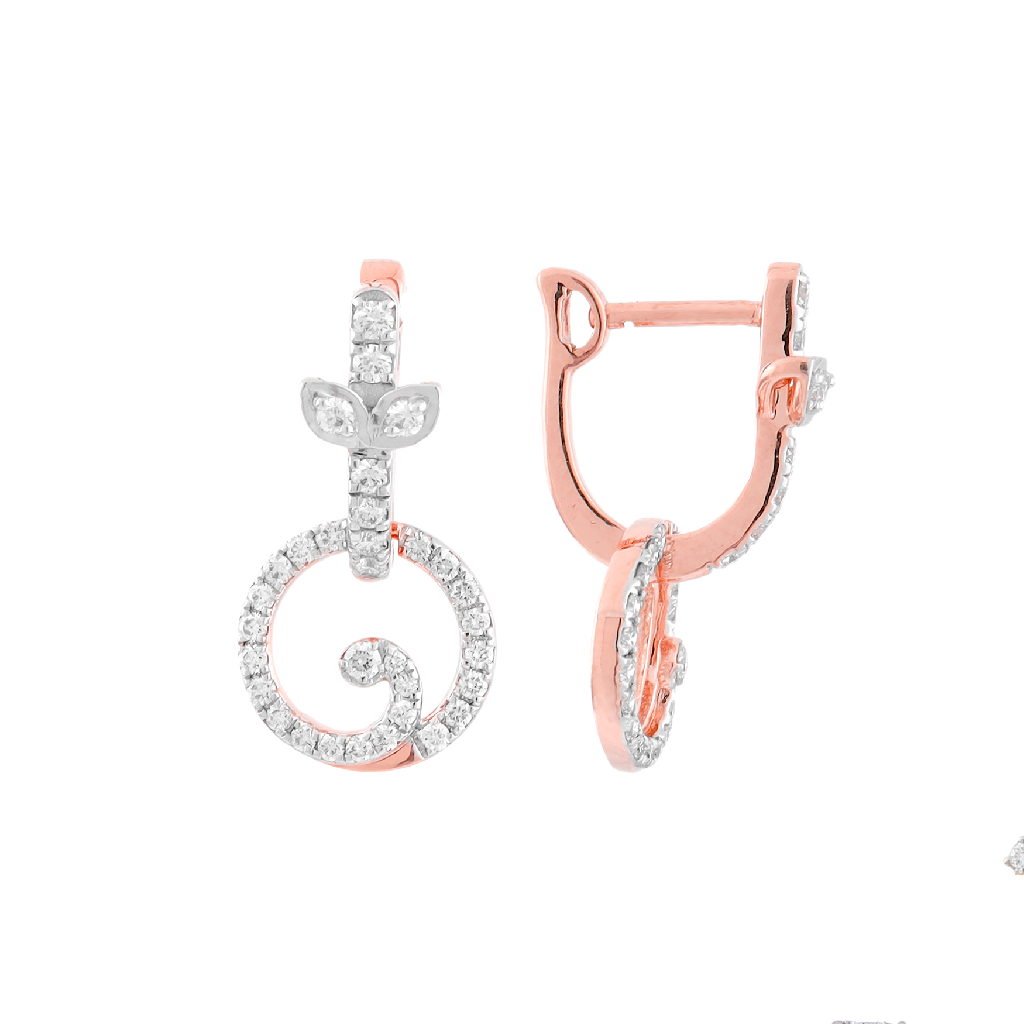 Diamond Spiral Drop Earrings in Rose Gold