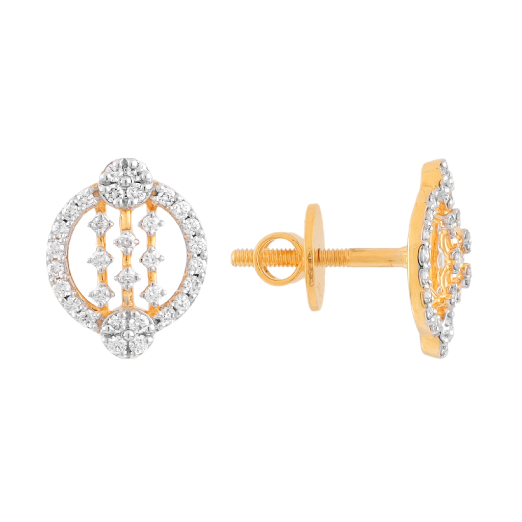 Elegant Circular Diamond Stud Earrings in Rose Gold