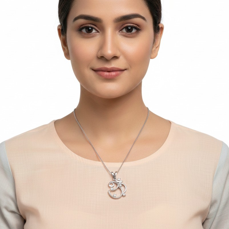 Elegant Diamond Om Pendant