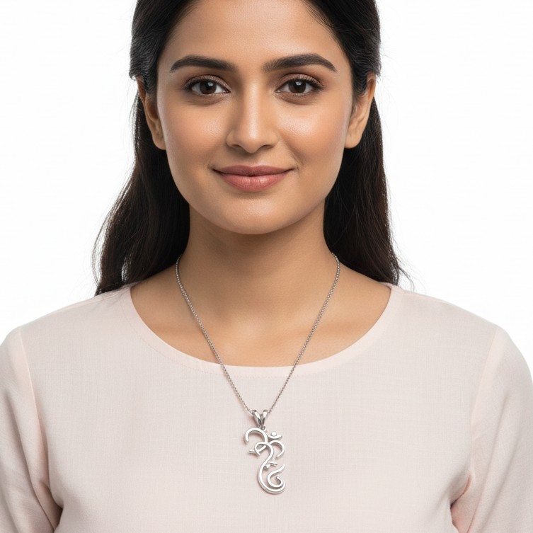 Graceful Om Swirl Diamond Pendant