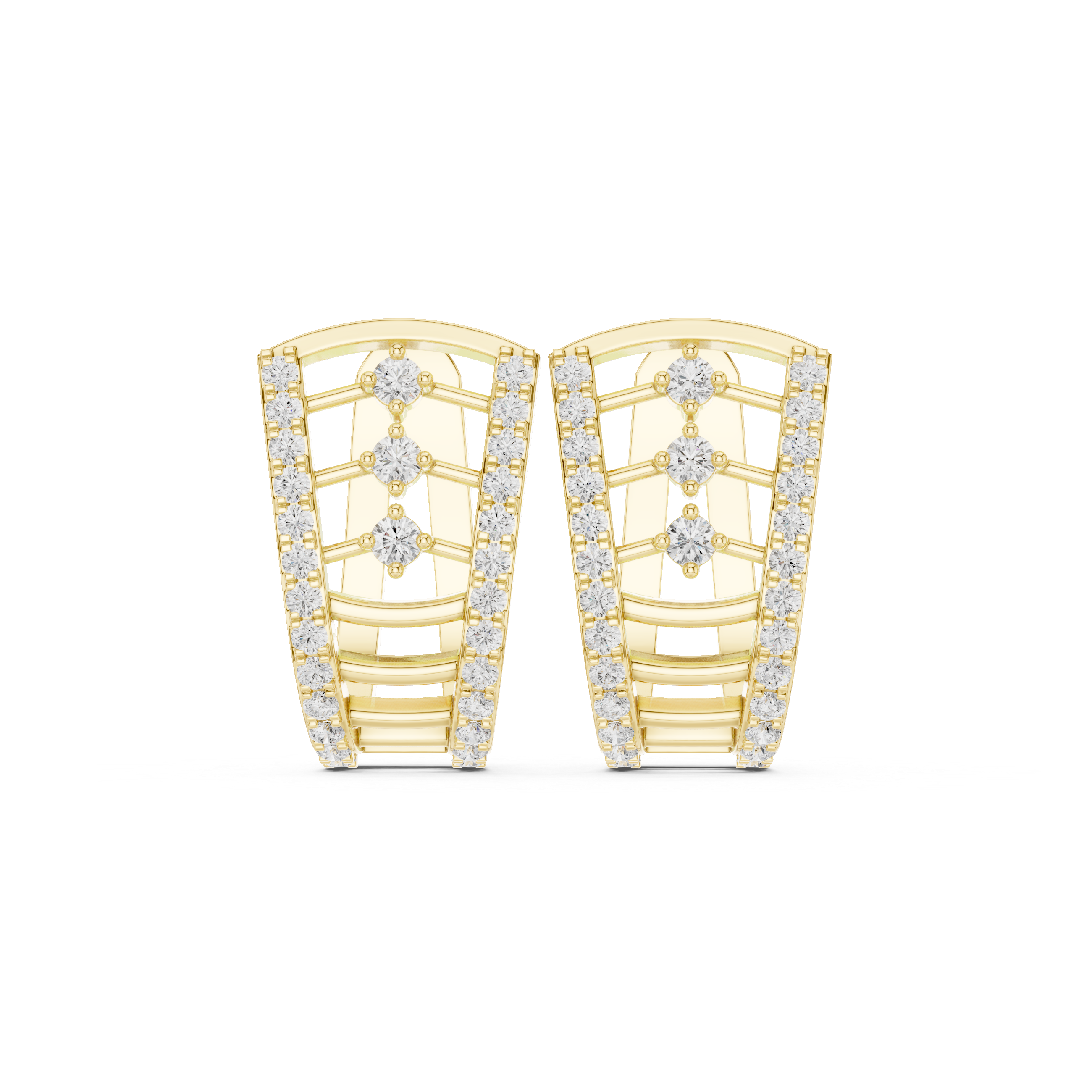 Diamond Ladder-Frame Earrings in Yellow Gold
