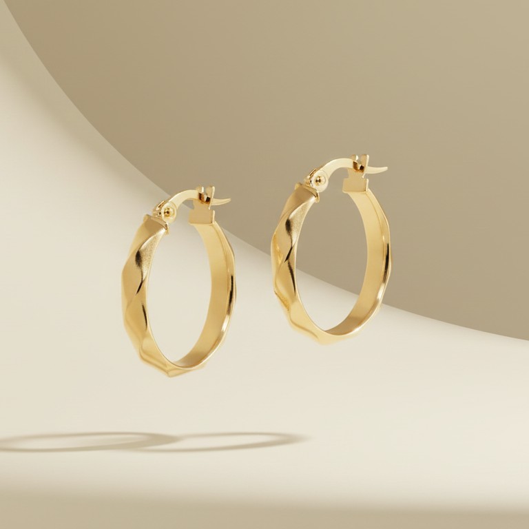 Twisted Finish Gold Hoop Earrings