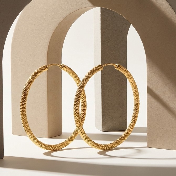 Classic Textured Gold Hoop Earrings