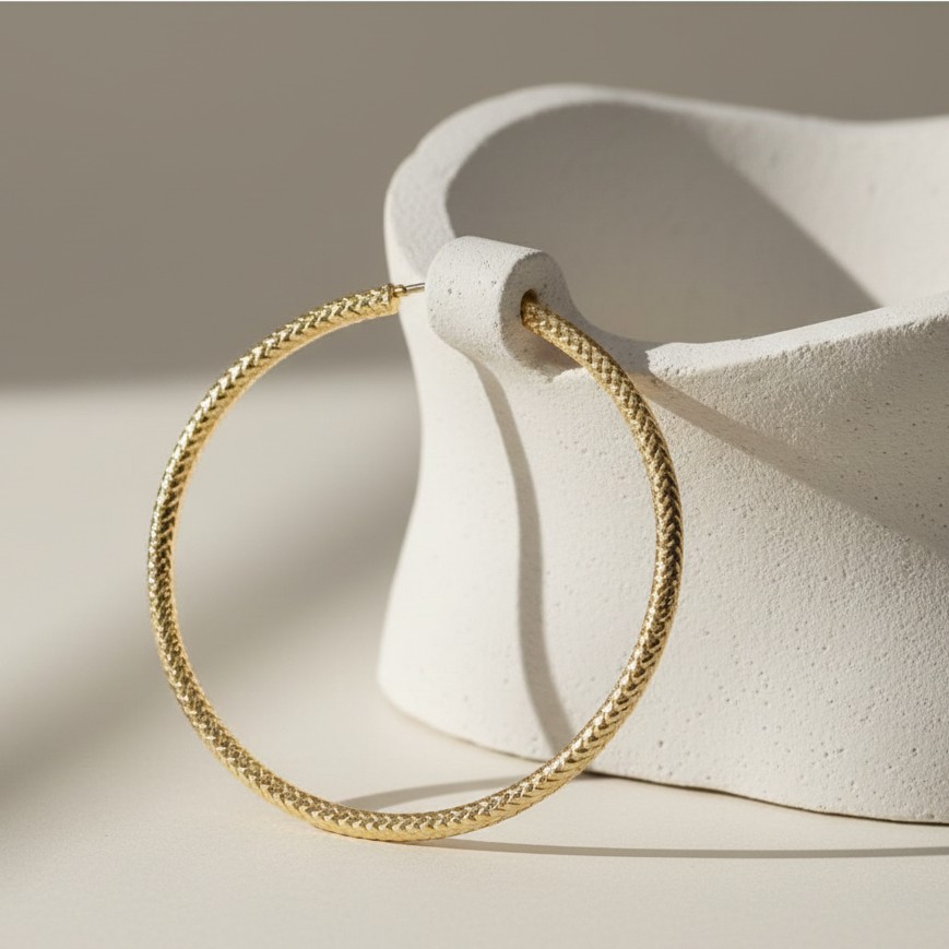 Textured Gold Hoop Earrings – Elegant Everyday Classic