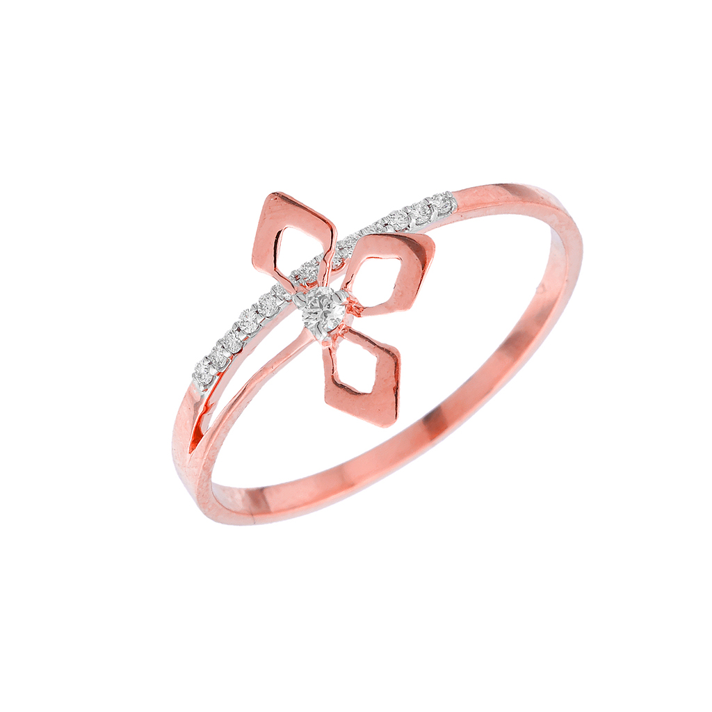 Rose Gold Floral Diamond Accent Ring