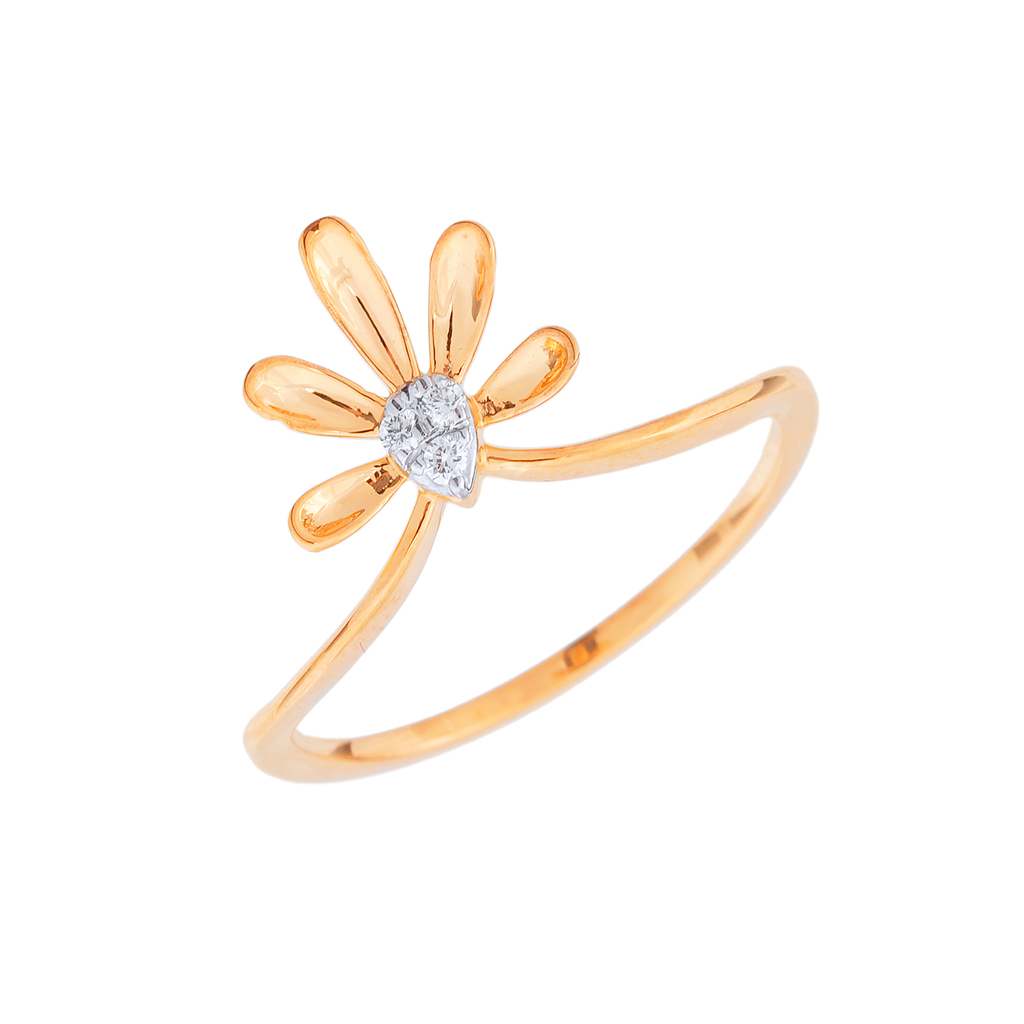 Daisy Motif Diamond Gold Ring