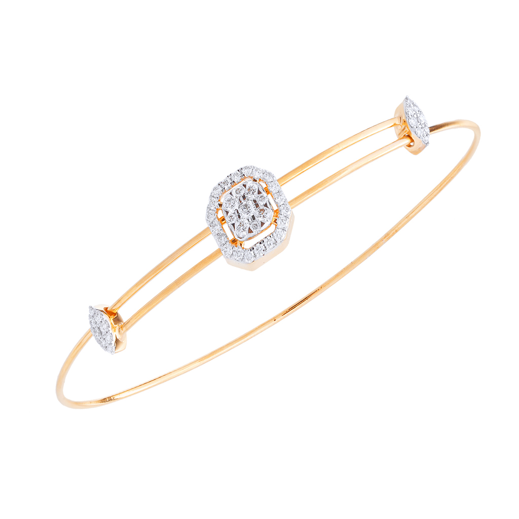 Classic Cushion Halo Diamond Open Bracelet