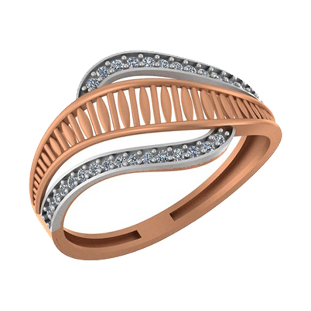 Graceful Wave Diamond Band in Two-Tone Rose &amp; White Gold