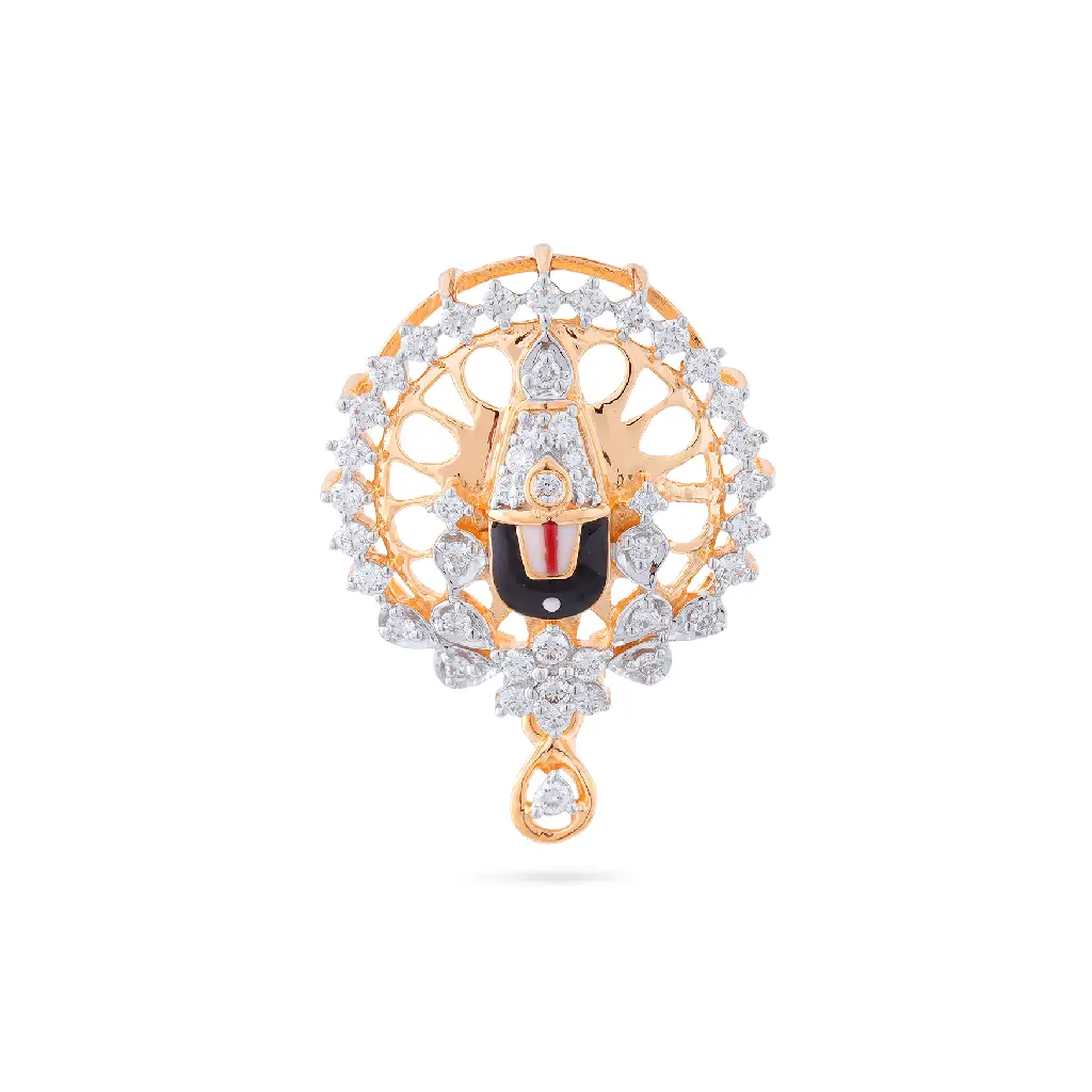 Divine Balaji Gold Diamond Pendant with Halo Design