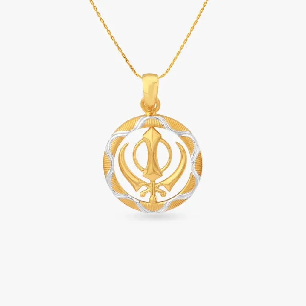 Khanda Crest Gold Pendant for Men