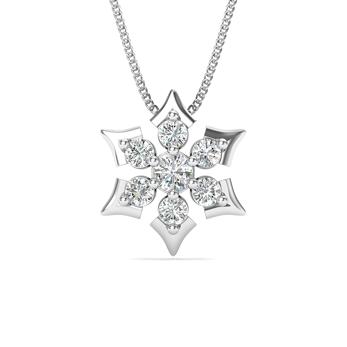 Brilliant Snowflake Diamond Pendant in Sleek White Metal Design
